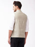Men's Beige Jacquard Nehru Jacket